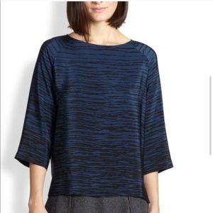 VINCE. Raglan Sleeve Zebra Striped Silk Blouse